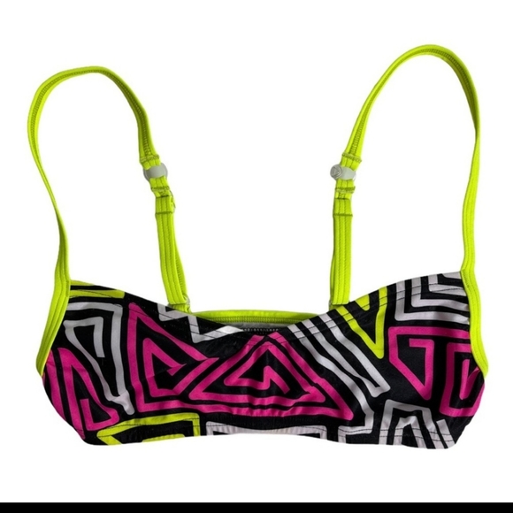 Speedo 2 Piece Swimsuit Neon Pink Yellow Black - Picture 4 of 7